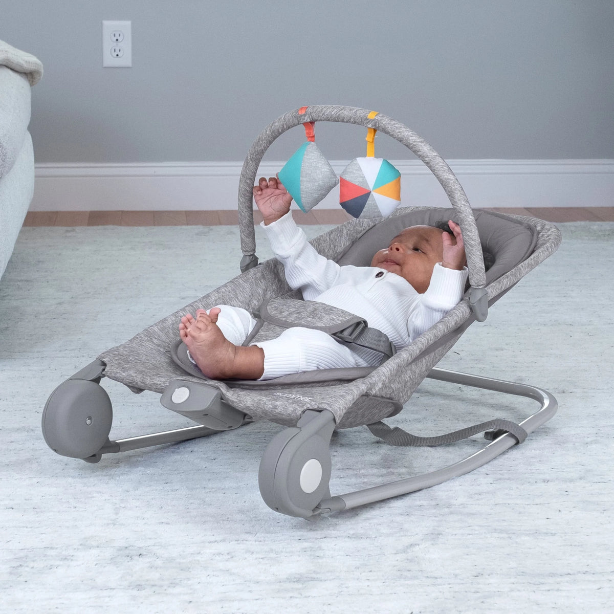 2-in-1 Baby Bouncer & Rocker, Light Gray Tweed T775430