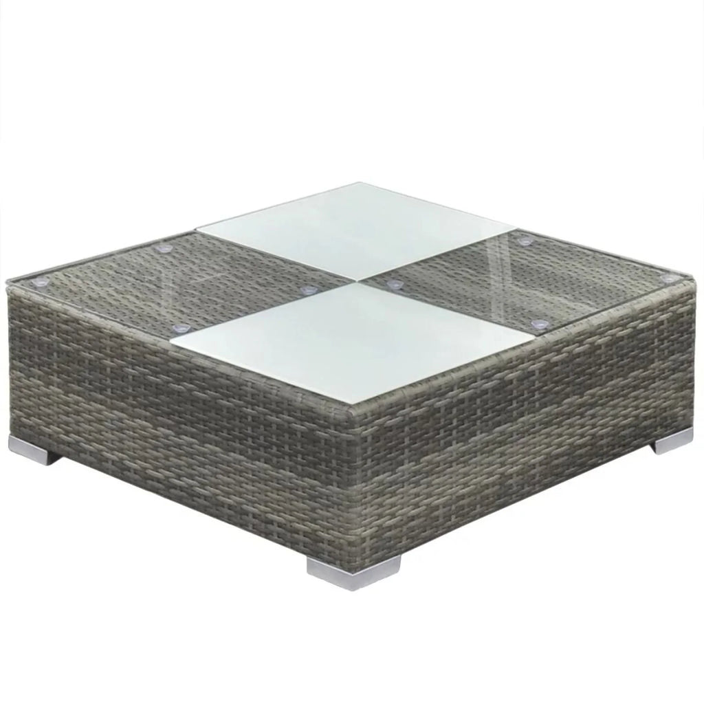 5 Piece Gray Poly Rattan Sectional Sofa Set with Tea Table Y59062