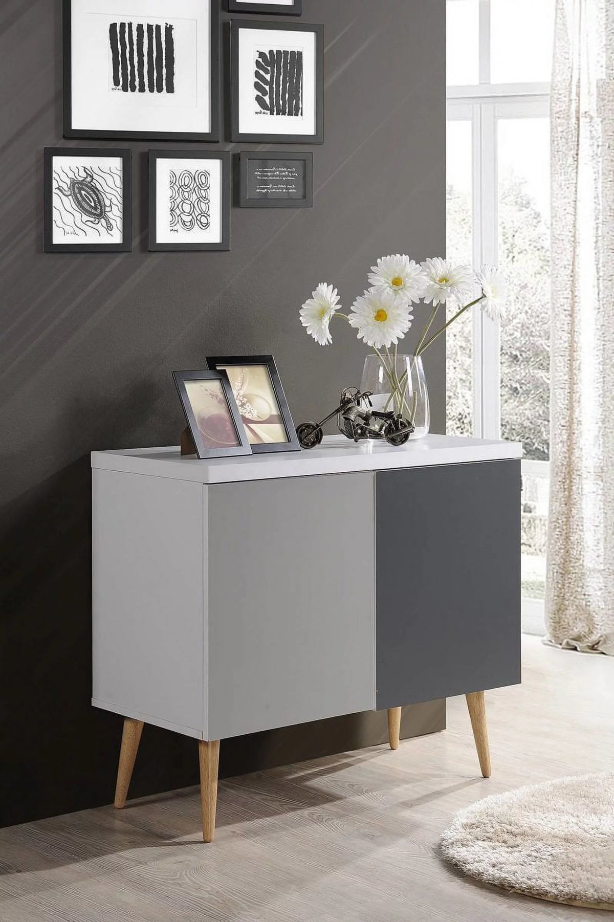 White-Grey Accent Table Q945