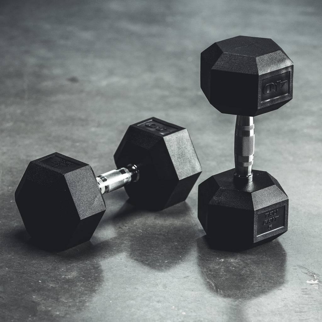 15lb Black Rubber Hex Dumbbell Z401425