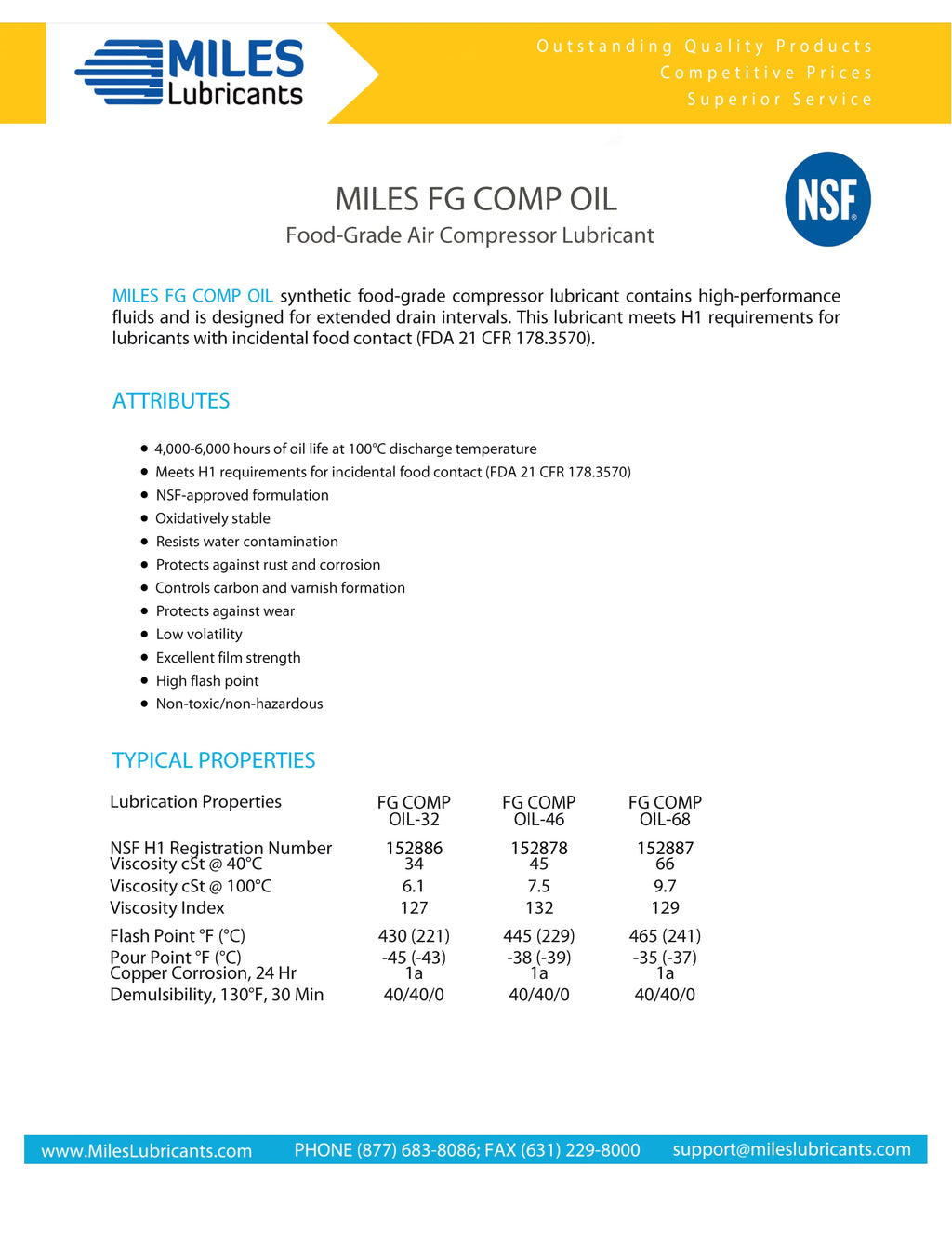 ISO 32 Food Grade Synthetic Rotary Compressor Fluid 4*1 Gallon Case Y667675