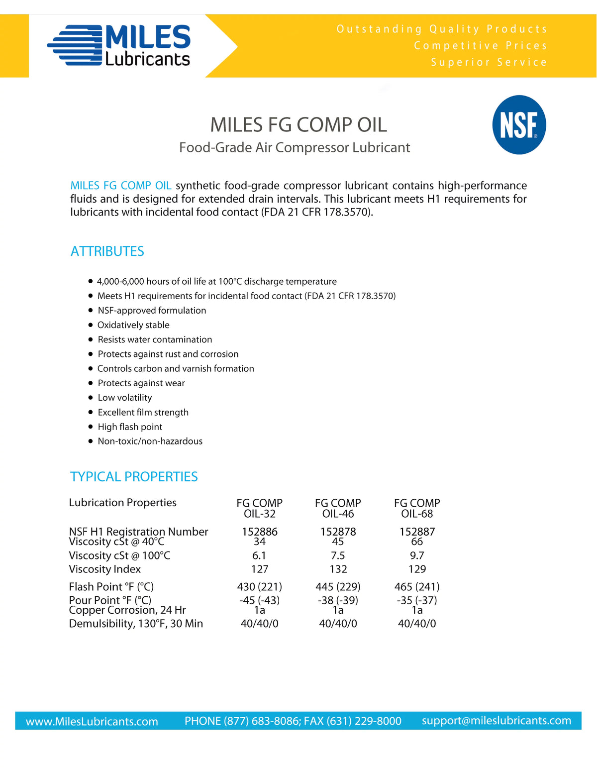 ISO 32 Food Grade Synthetic Rotary Compressor Fluid 4*1 Gallon Case Y667675