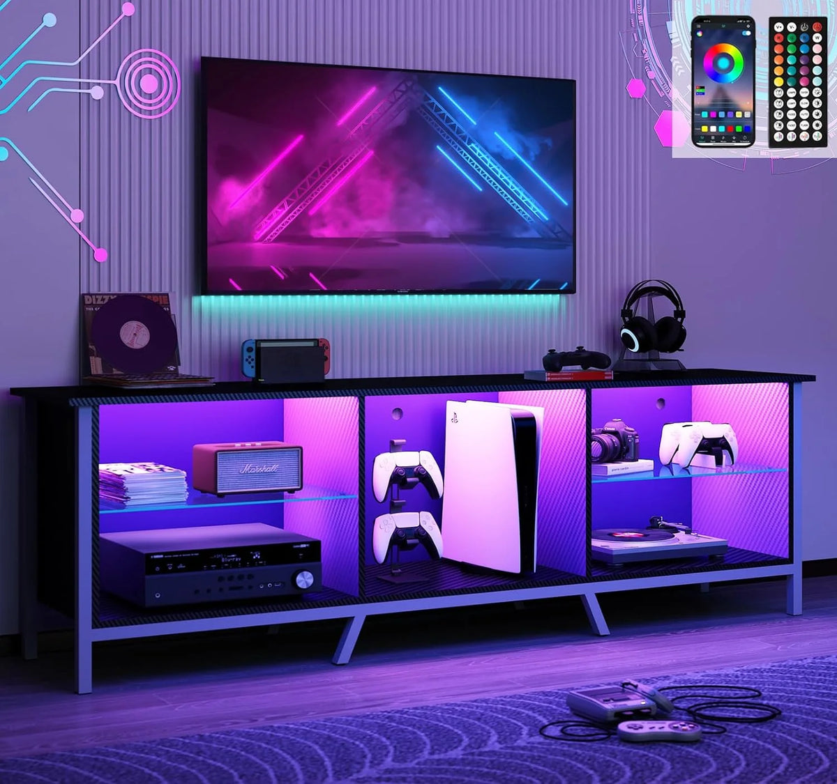 Black High Glossy 71 inch TV Stand Z26816