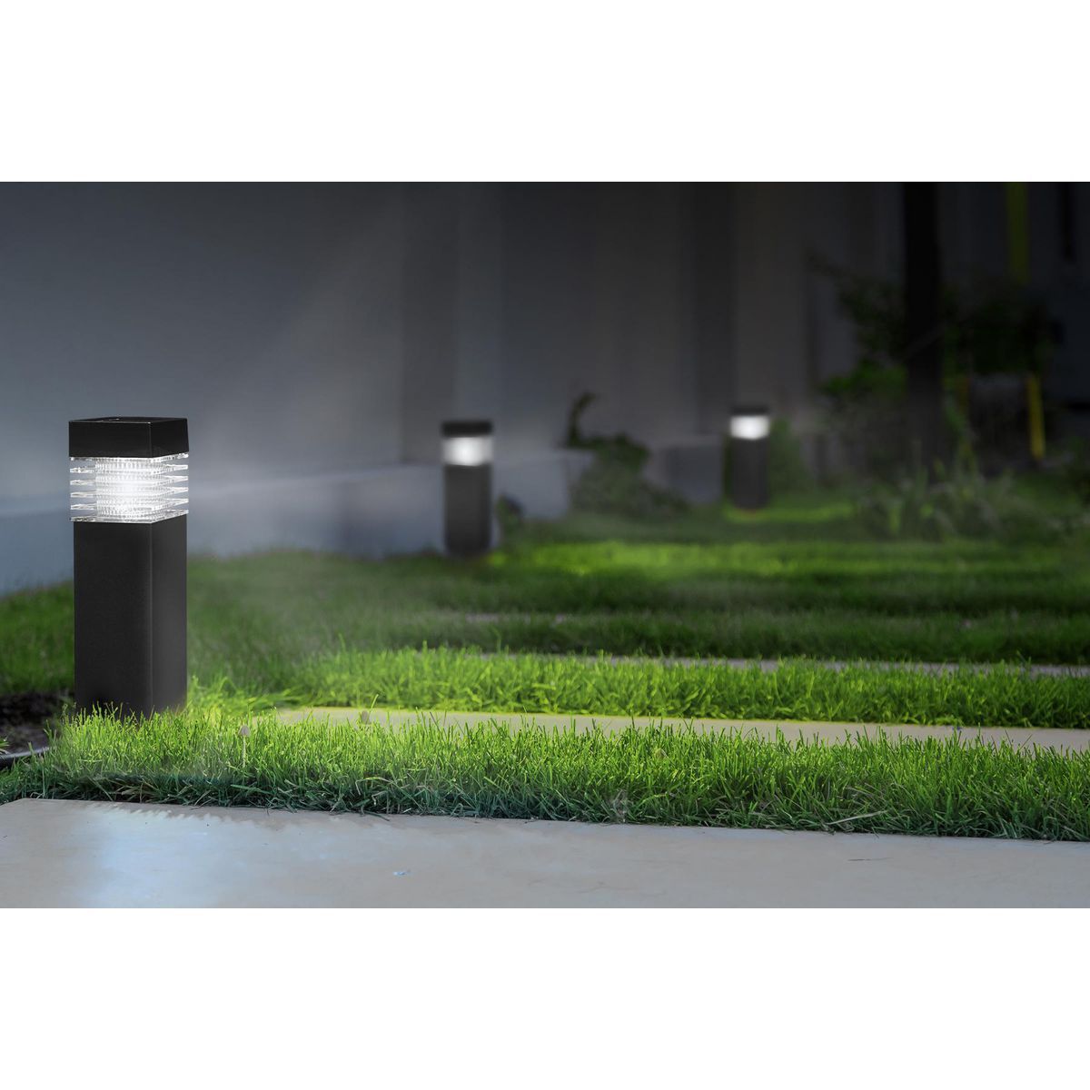 15.75 in. Solar LED Black Bollard Pathway Light G247062