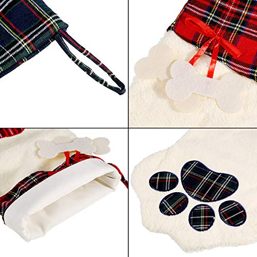 2 Pieces 17.7 Inch Christmas Pet Stockings Buffalo Plaid V6359