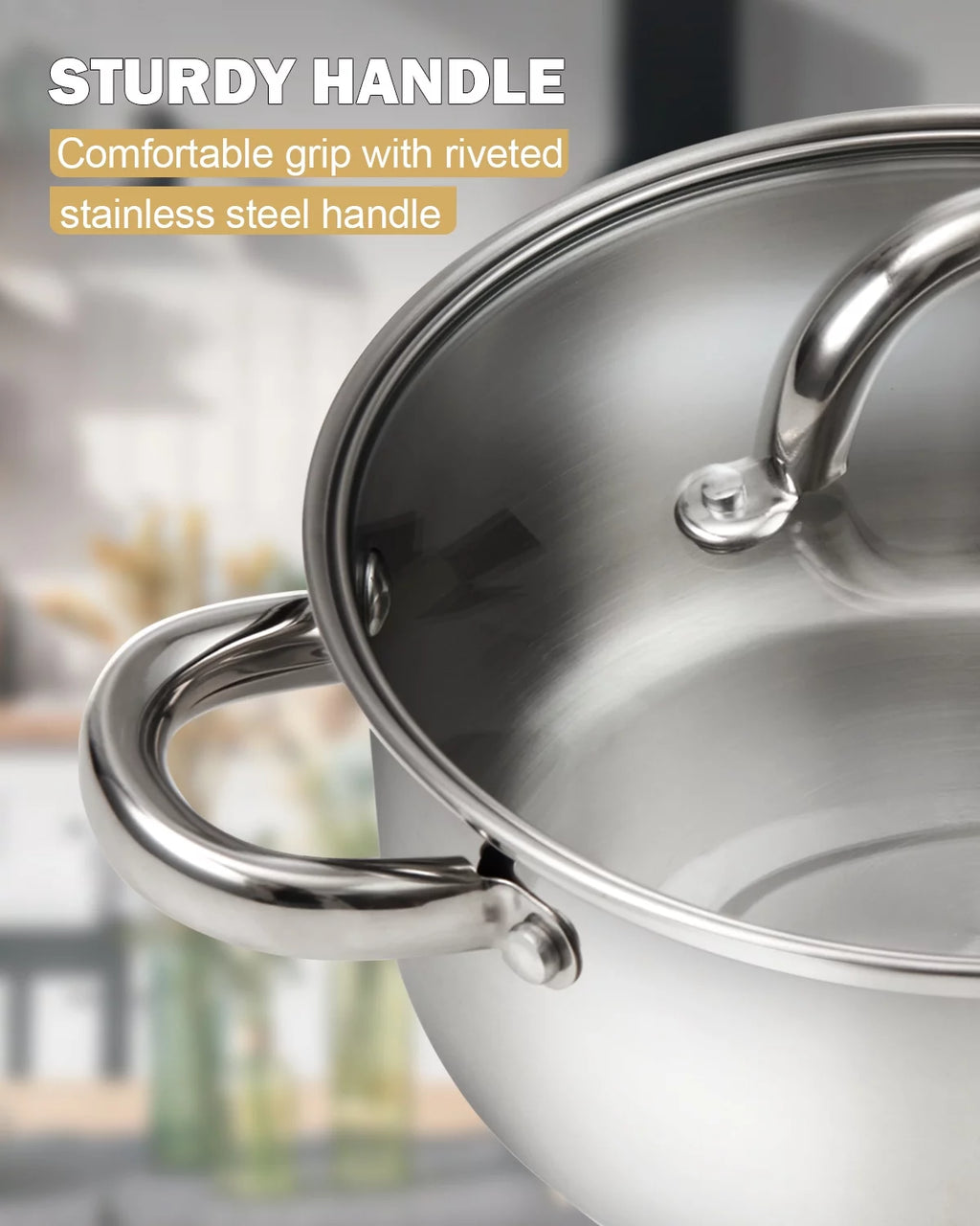 12-Piece Stainless Steel Cookware Set with Silicone Handles M4075