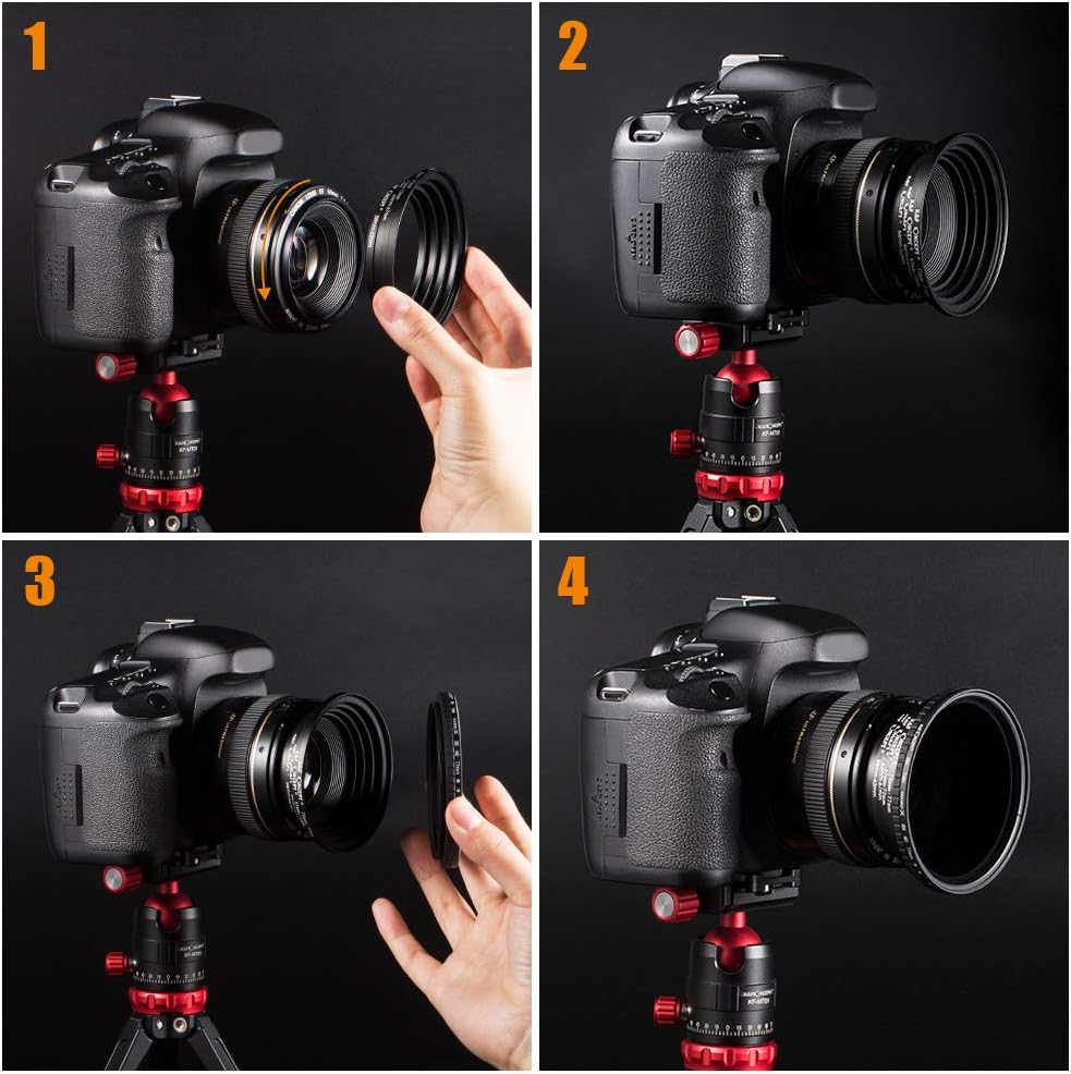 18 Pieces Filter Ring Adapter Set Black D5104
