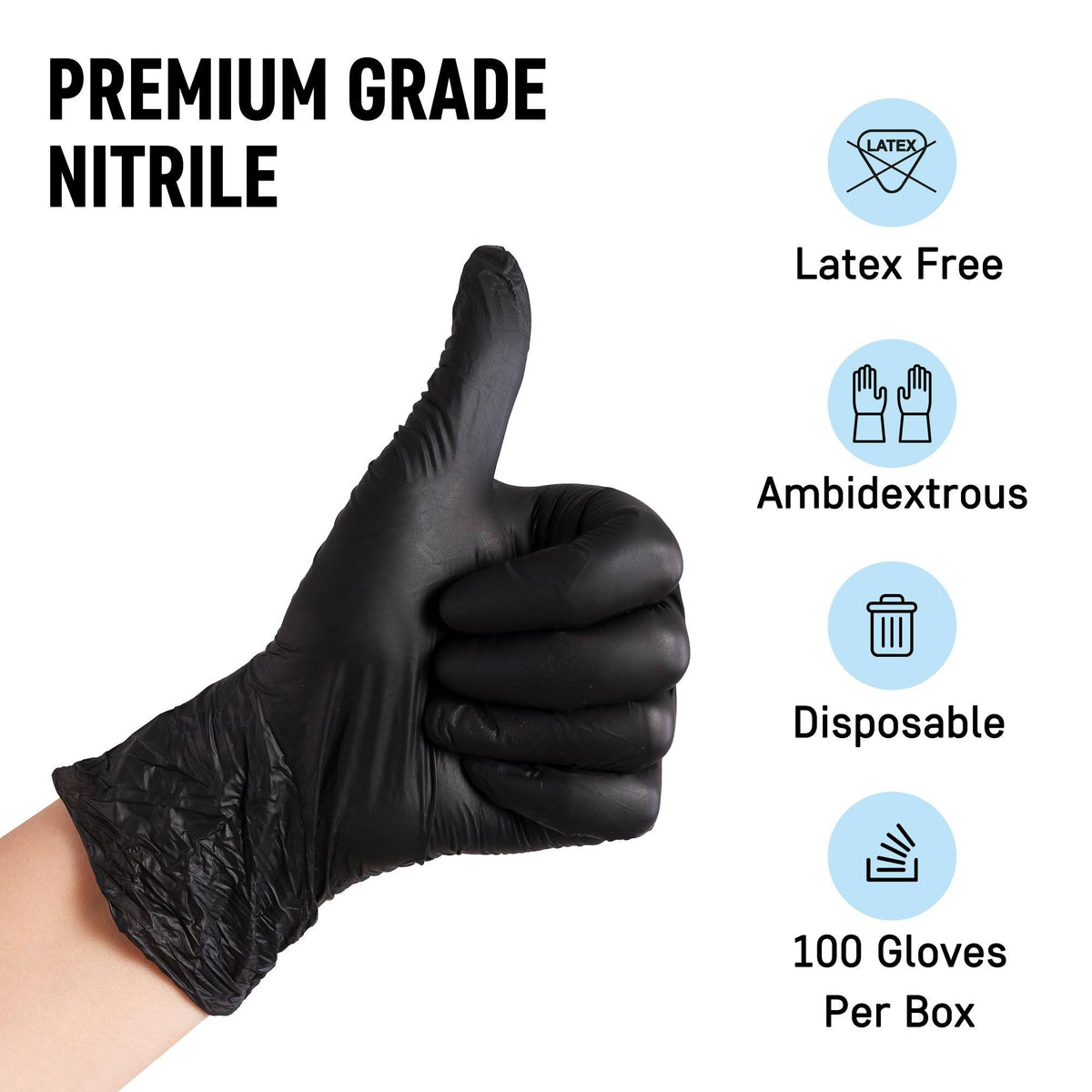 Black Large Nitrile Exam Gloves F382