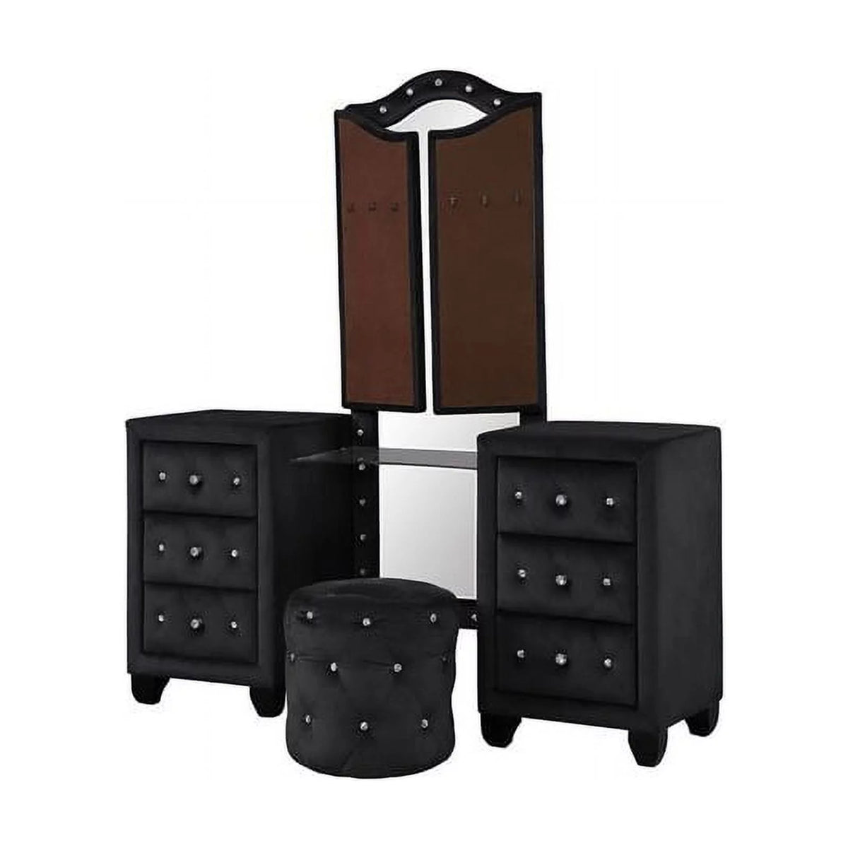 Queen 4 Pc Upholstery Bedroom Set Wood Black M892525