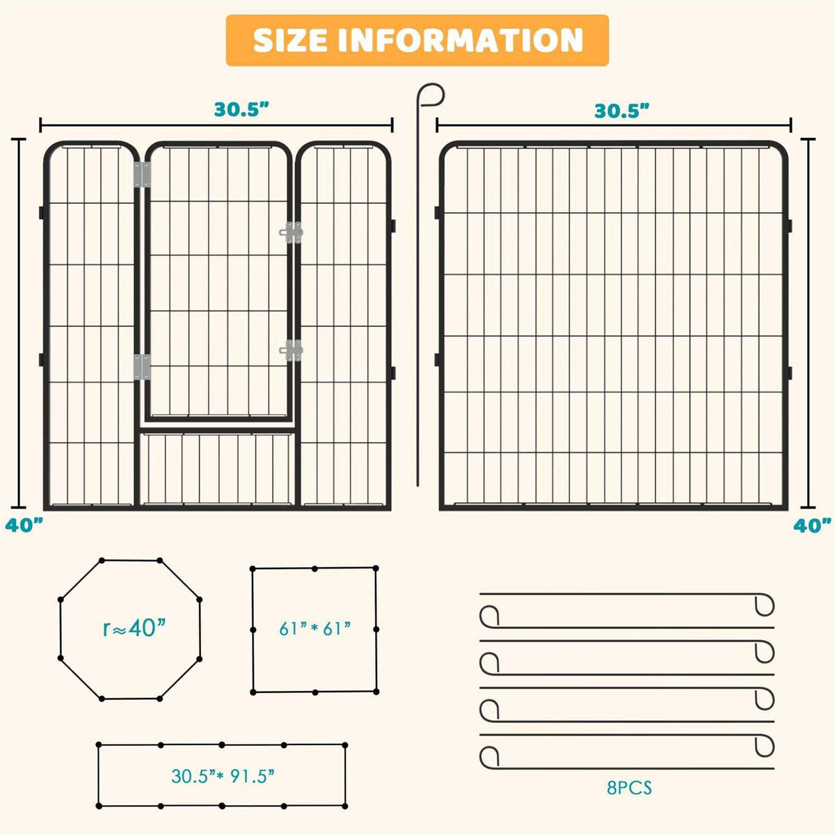Heavy Duty Metal Dog Playpen 32 Width S563