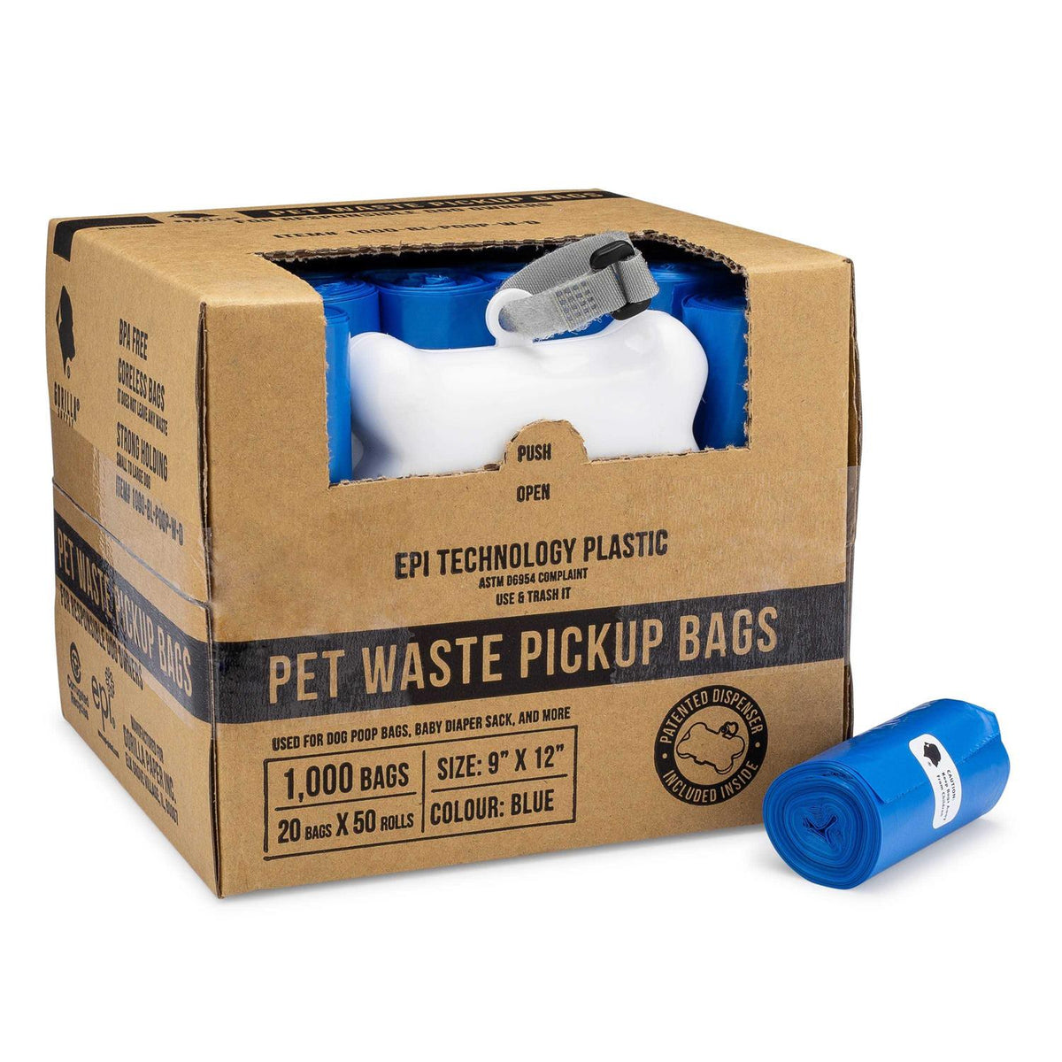 Dog Poop Waste Bags with Dispenser and Leash Tie R6448
