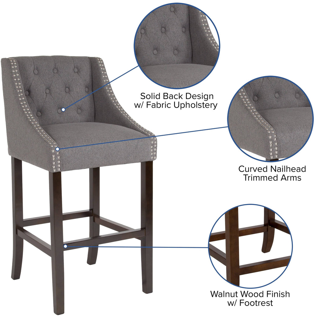 Brown Tufted Fabric Barstool A81301