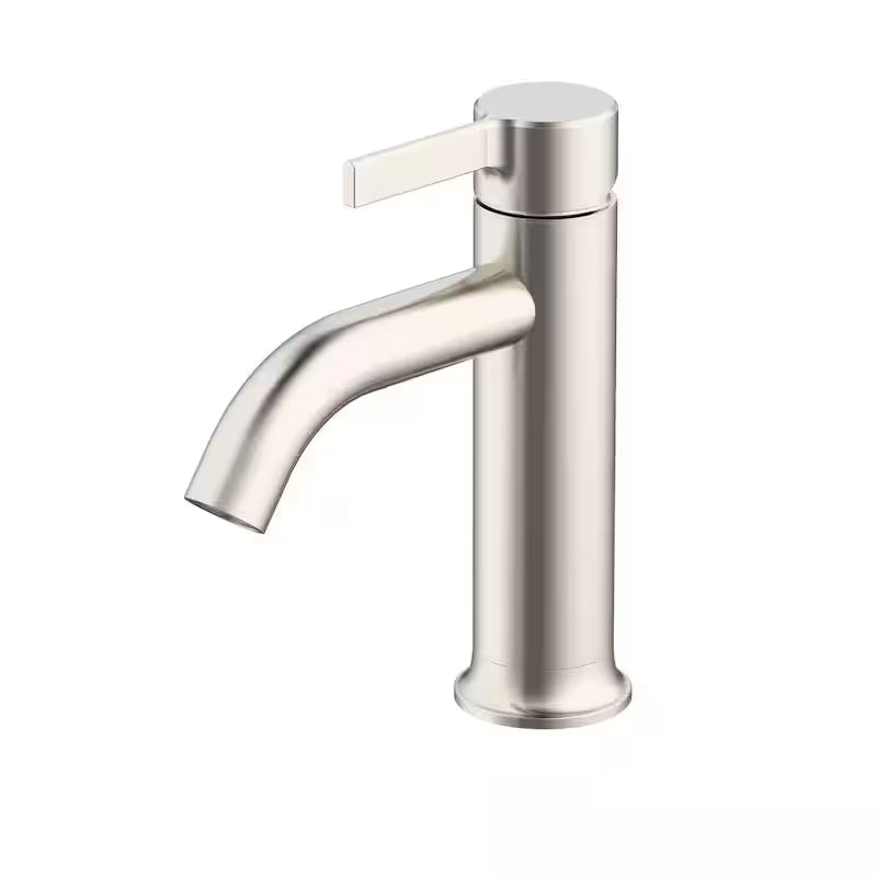 Single-Handle Single-Hole Brushed Nickel Bathroom Faucet Q107654