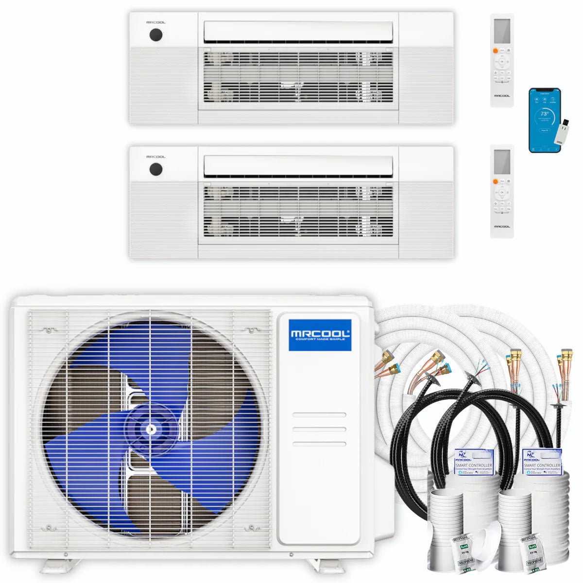 24,000 BTU 2 Zone Ceiling Cassette Ductless Air Conditioner and Heat Pump P689