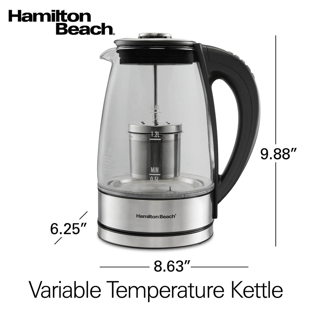1.7L Variable Temperature Glass Kettle with Tea Infuser Z193