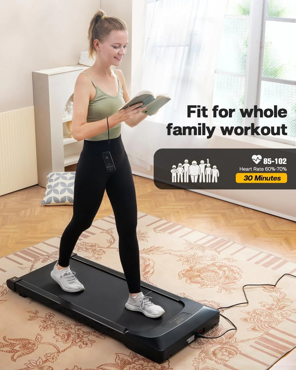2.5HP Slim Under Desk Treadmill with Remote Control G685