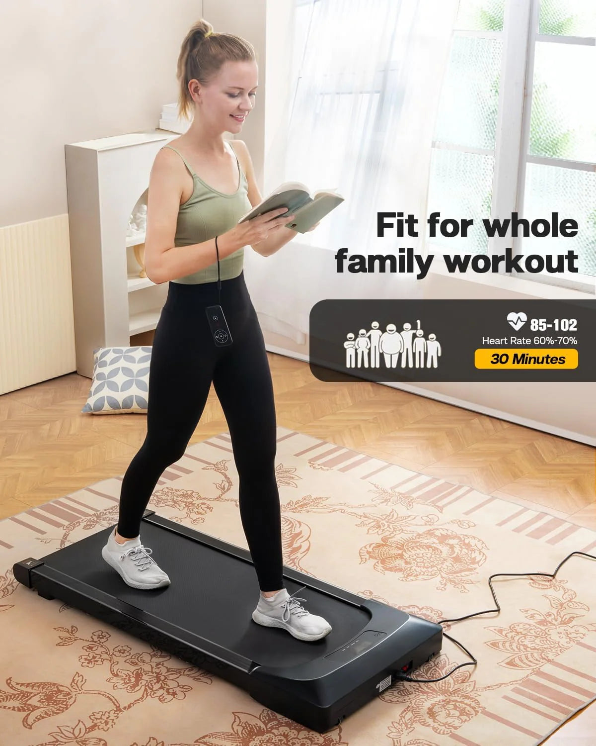 2.5HP Slim Under Desk Treadmill with Remote Control G685