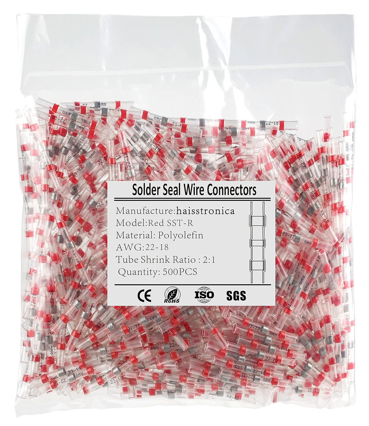 500PCS Green Solder Seal Wire Connectors AWG18-16 V573293