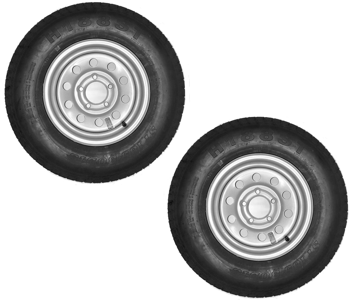 2-Pk Trailer Tire Rim ST185/80D13 13 Silver Modular Wheel S96321