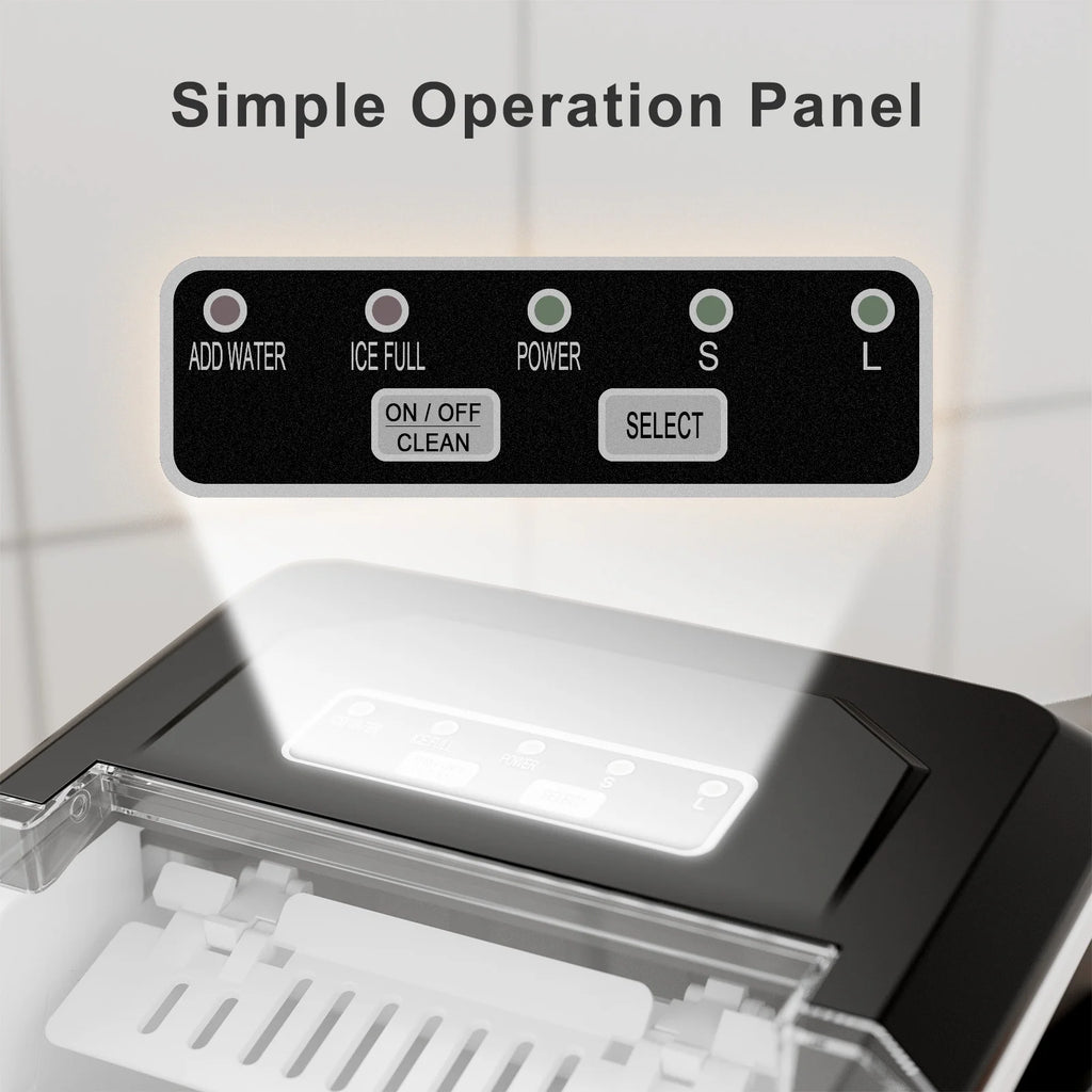 Countertop Ice Maker Machine with Handle, 9pcs/6min, 26lbs/24h, Silver L84770