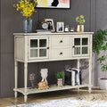 Wood and Glass Buffet Storage Cabinet with Bottom Shelf L7290