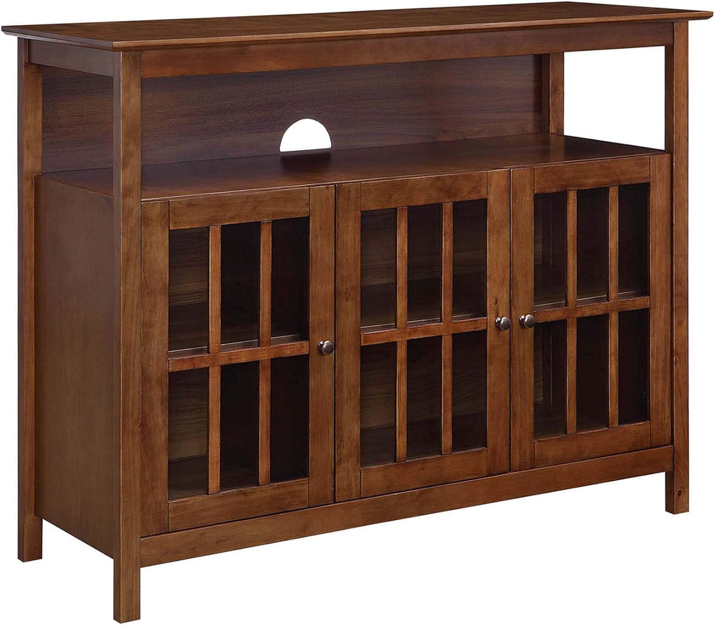 White TV Stand with Storage Cabinets and Shelf C7690