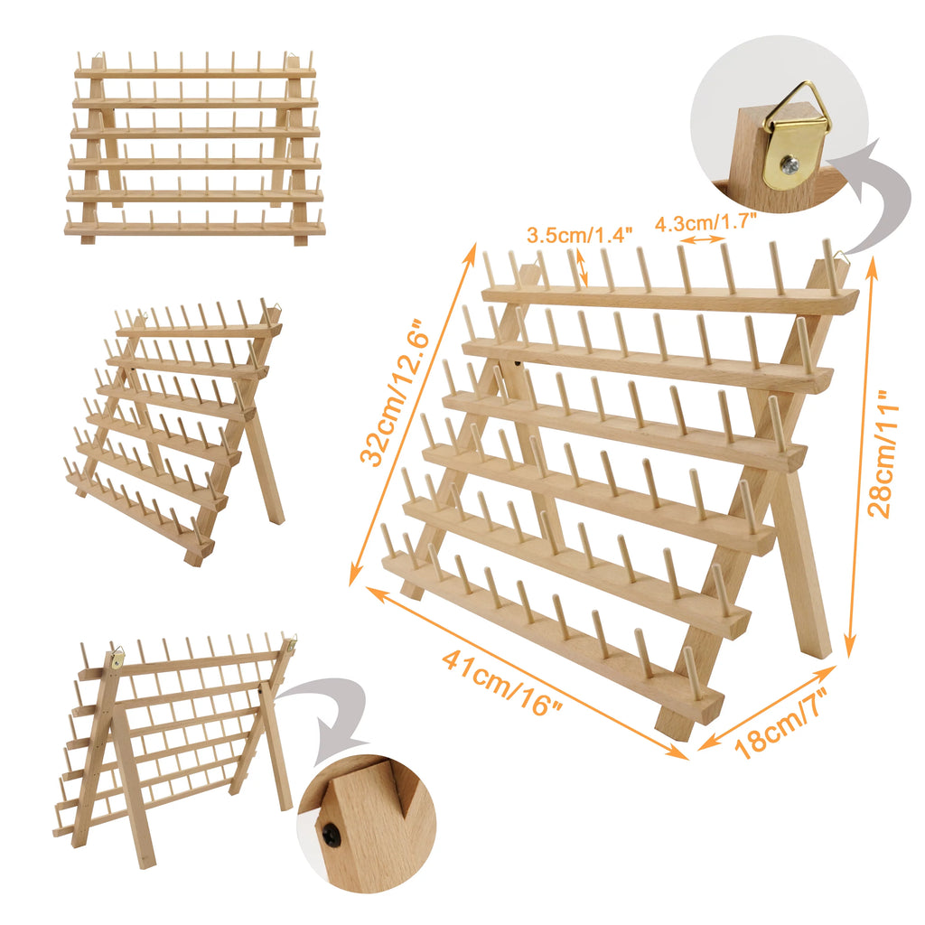 2X60 Spools Wooden Thread Rack H26057