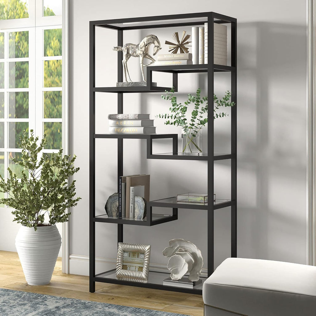Contemporary Metal Bookcase, Brass, 68 M700