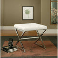 Contemporary Upholstered Stool Metal Base White G150