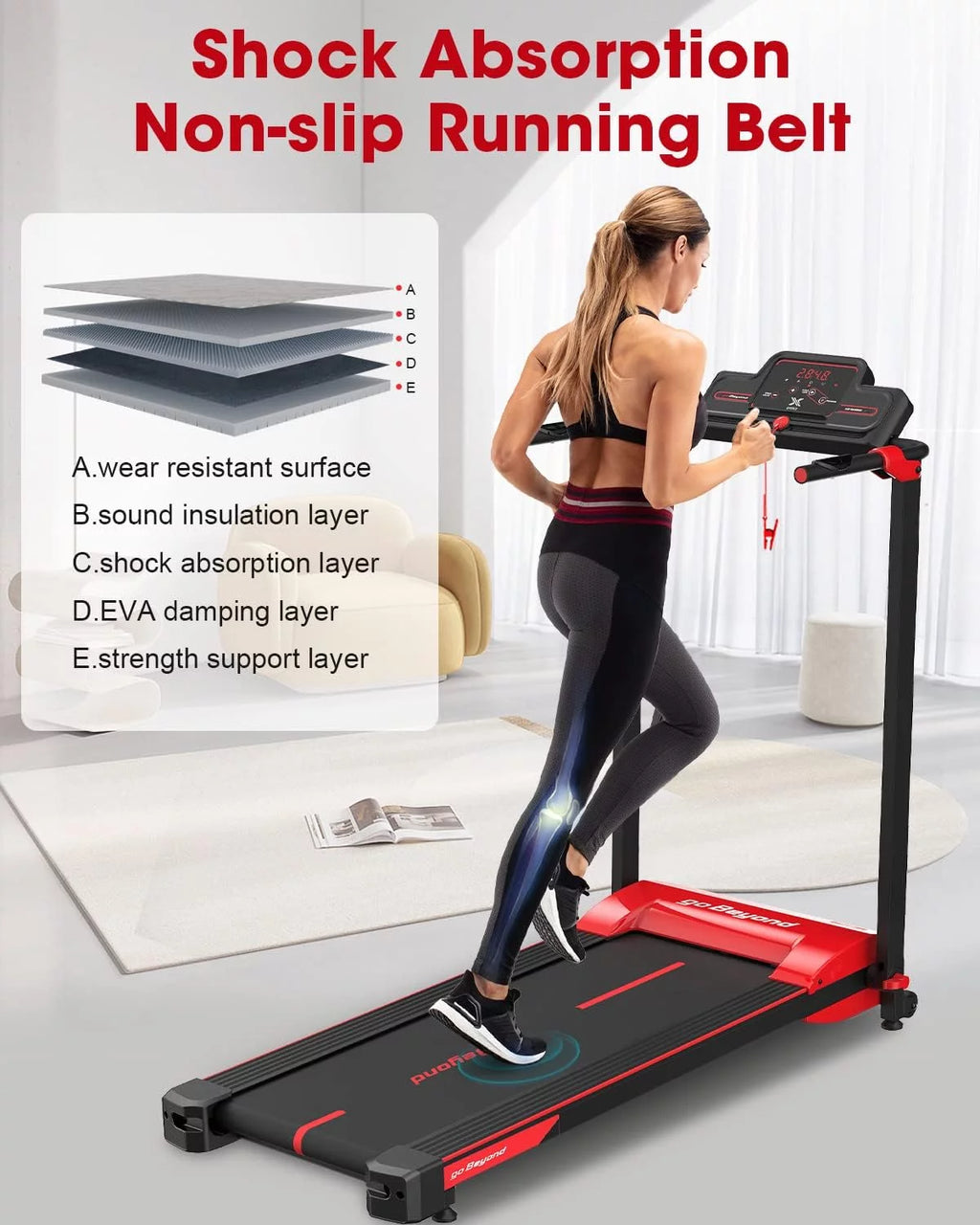 Blue Folding Treadmill with LED Display W2782