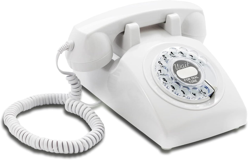 White Rotary Retro Phone with Classic United States Rotary Dial Inlay Pack of 2 G70081