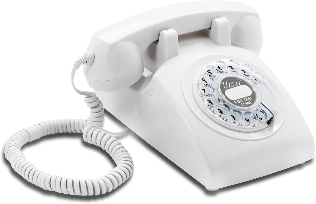 White Rotary Retro Phone with Classic United States Rotary Dial Inlay Pack of 2 G70081