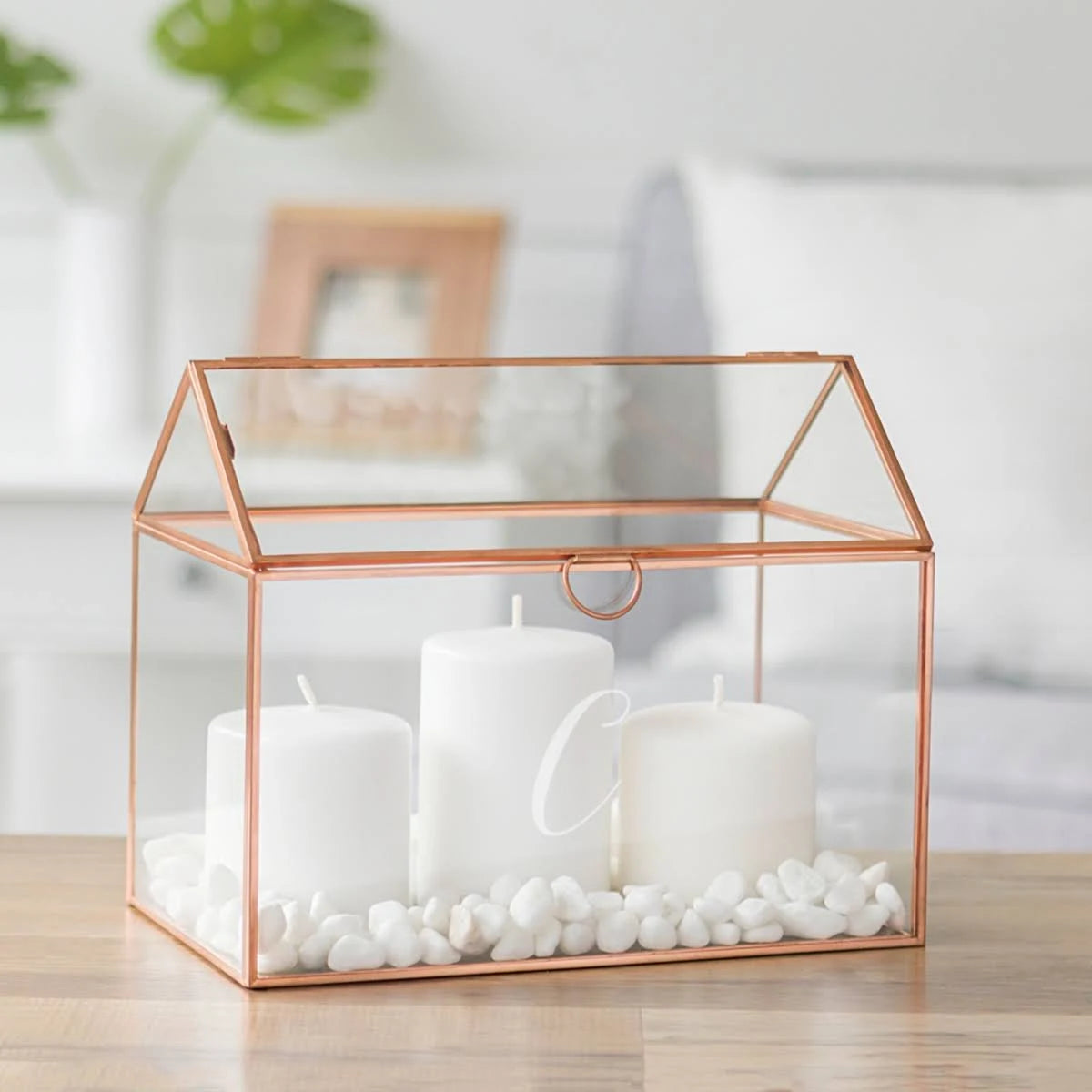 Rose Gold Glass Terrarium Card Holder B3867