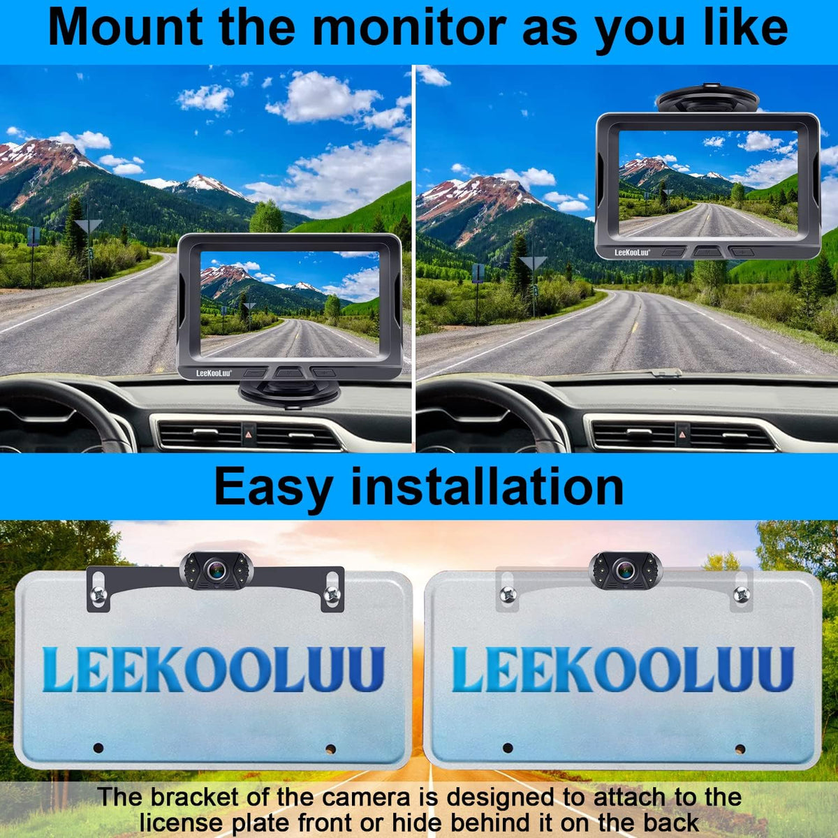 Backup Camera with 5 Monitor, AHD 1080P Rear View Camera System G507447
