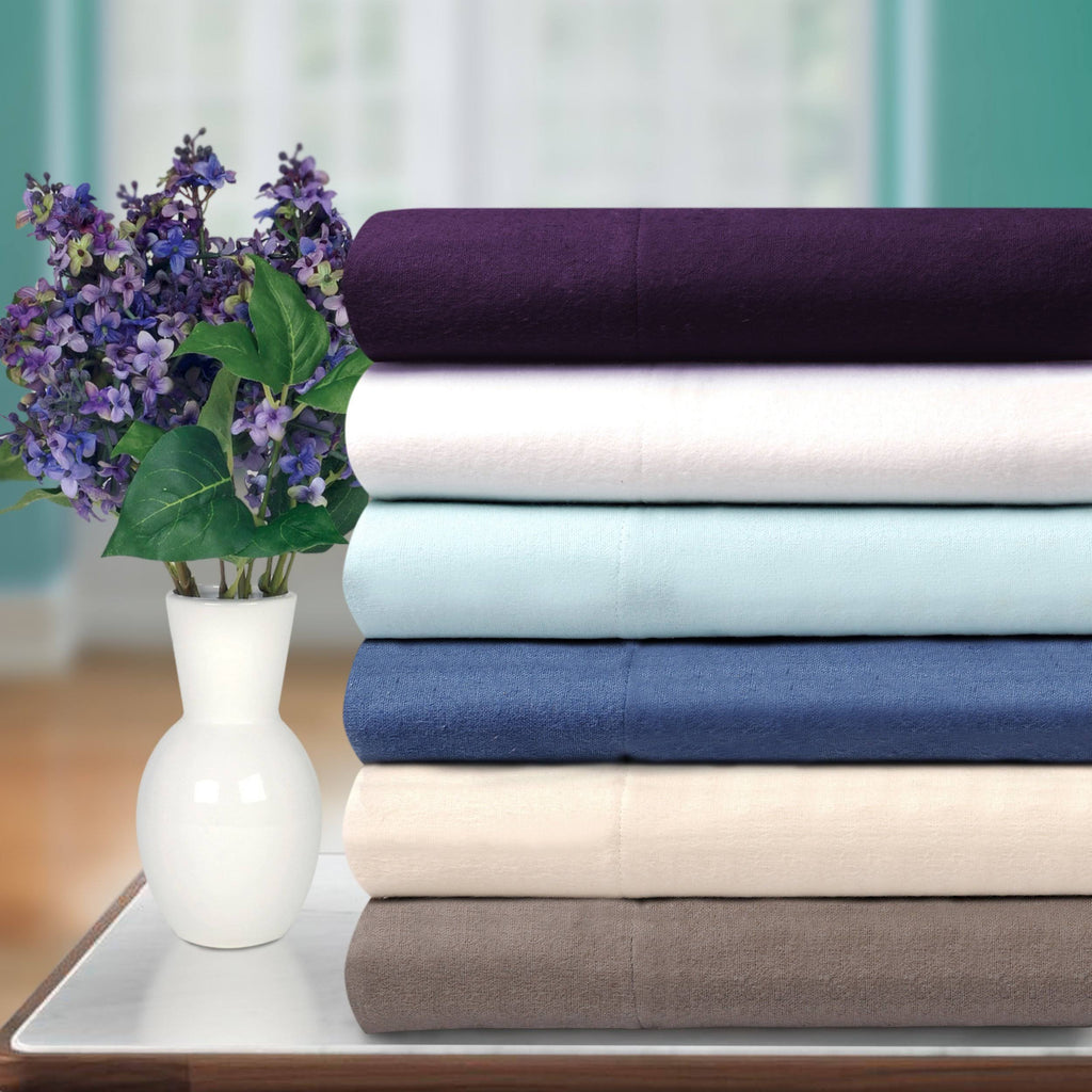 Solid Cotton Flannel Duvet Cover Set King/Cal King I9042