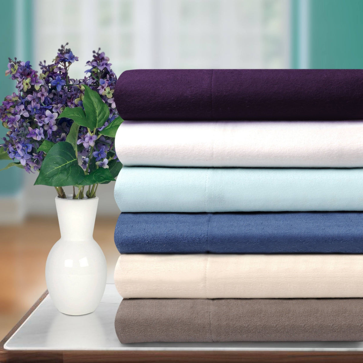 Solid Cotton Flannel Duvet Cover Set King/Cal King I9042