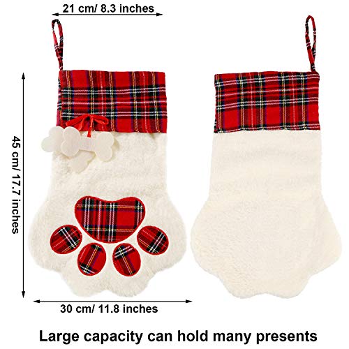 2 Pieces 17.7 Inch Christmas Pet Stockings Buffalo Plaid V6359