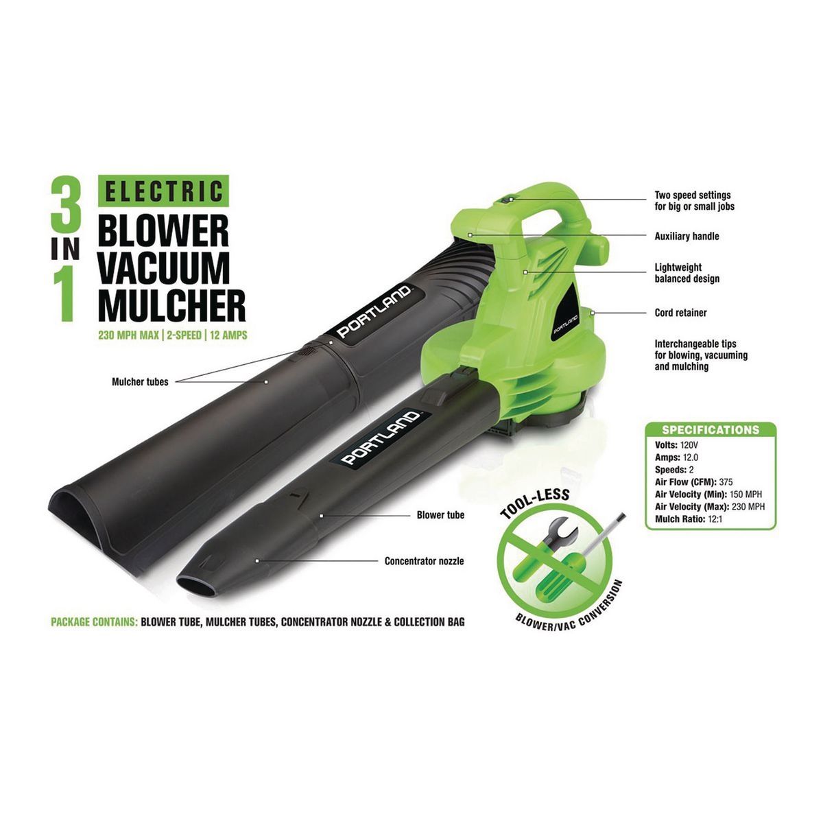 3-in-1 Electric Blower Vacuum Mulcher H5302