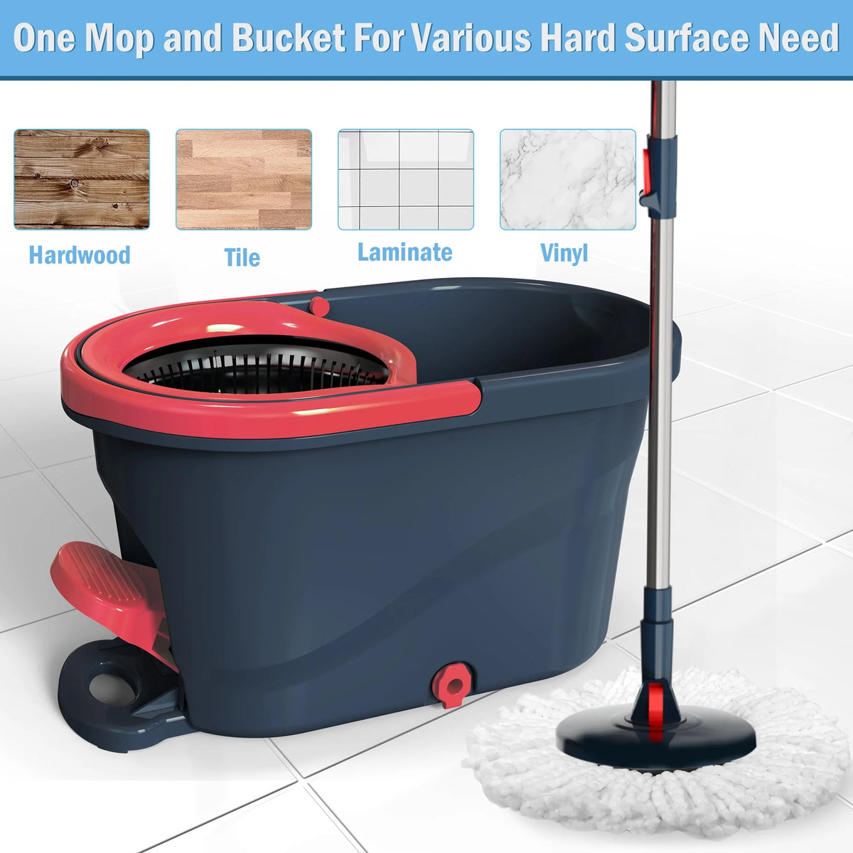 Green Spin Mop and Bucket with Wringer Set F496