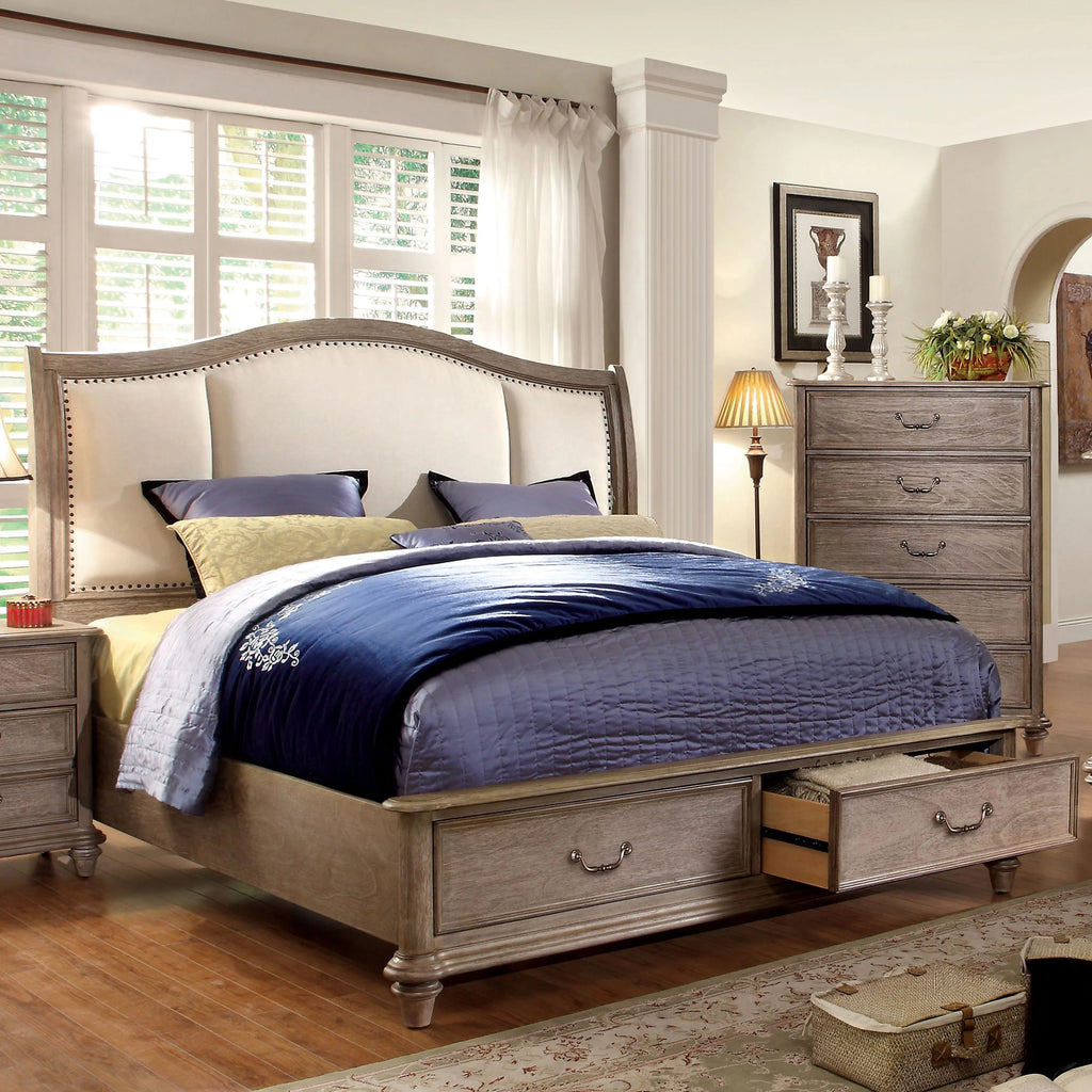 Queen Rustic Natural Tone Platform Bed W837599