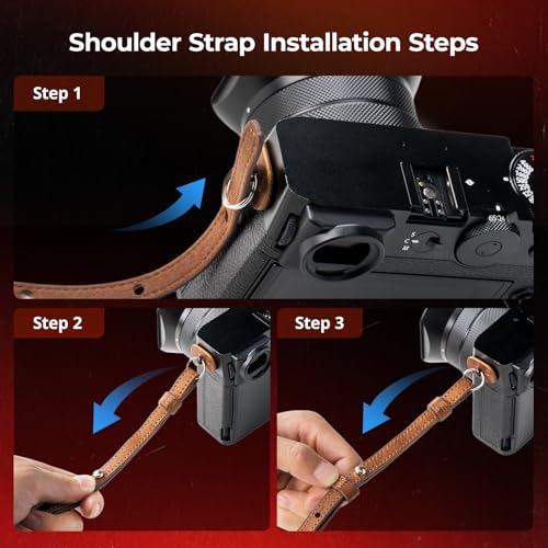 Black Leather Camera Case Kit with Shoulder Strap Y283