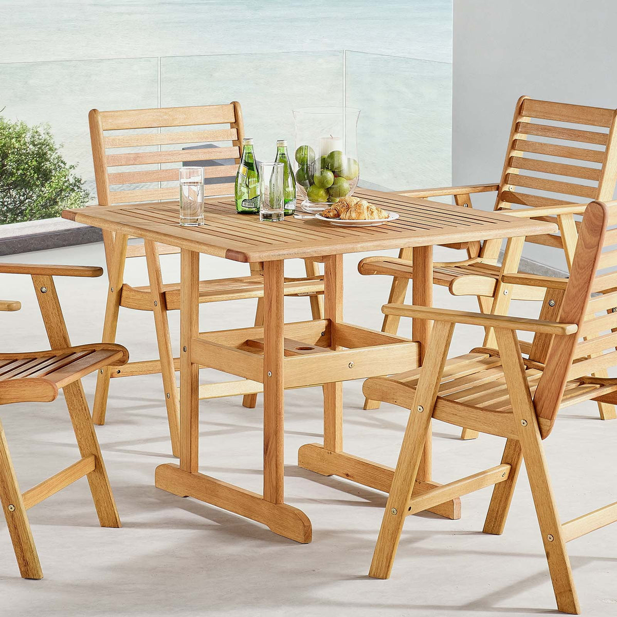 36 Square Outdoor Patio Eucalyptus Wood Dining Table G48333
