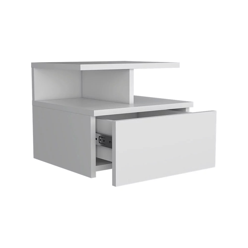 Floating Nightstand One Drawer White D124