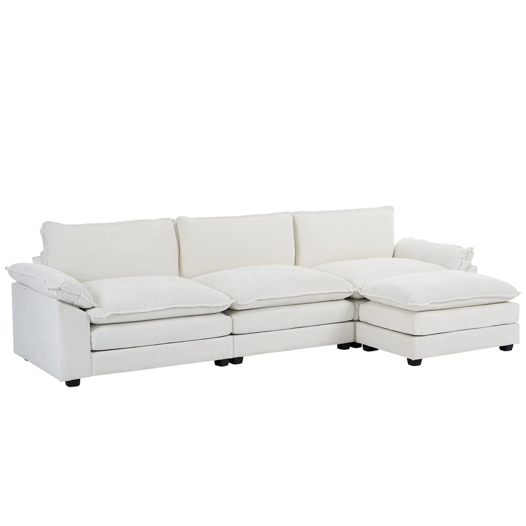 Dark Grey Chenille L Shaped Sectional Sofa with Ottoman C343
