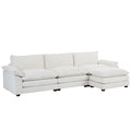 Dark Grey Chenille L Shaped Sectional Sofa with Ottoman C343