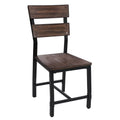 Wood and Metal Dining Side Chairs, Set of 2, Brown and Black U1181