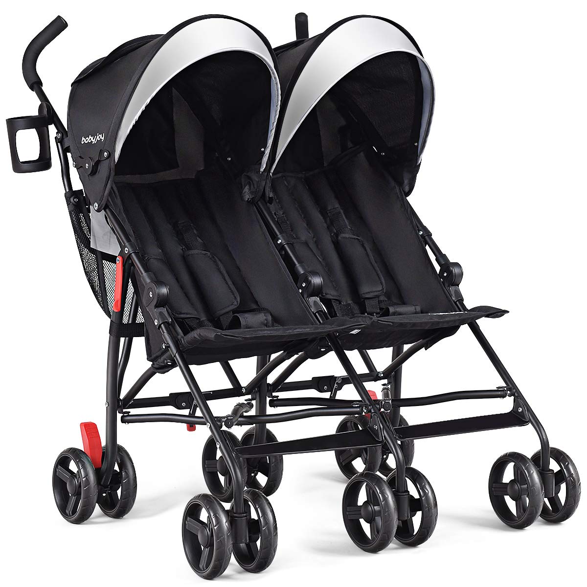 Double Light-Weight Foldable Umbrella Stroller with 5-Point Harness, Cup Holder, Sun Canopy, Pink U478035