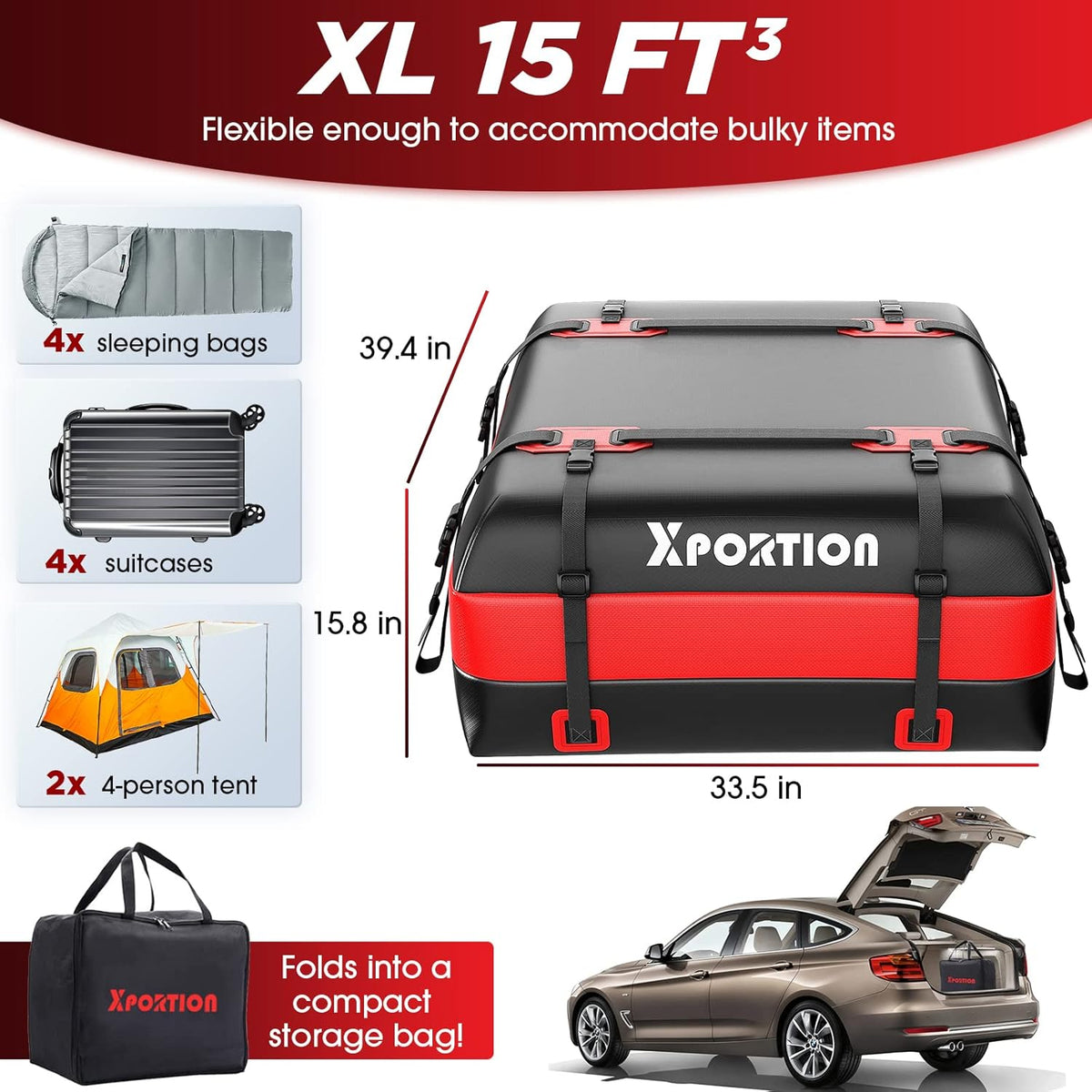 Waterproof 21 Cubic Feet Rooftop Cargo Carrier Bag X14759
