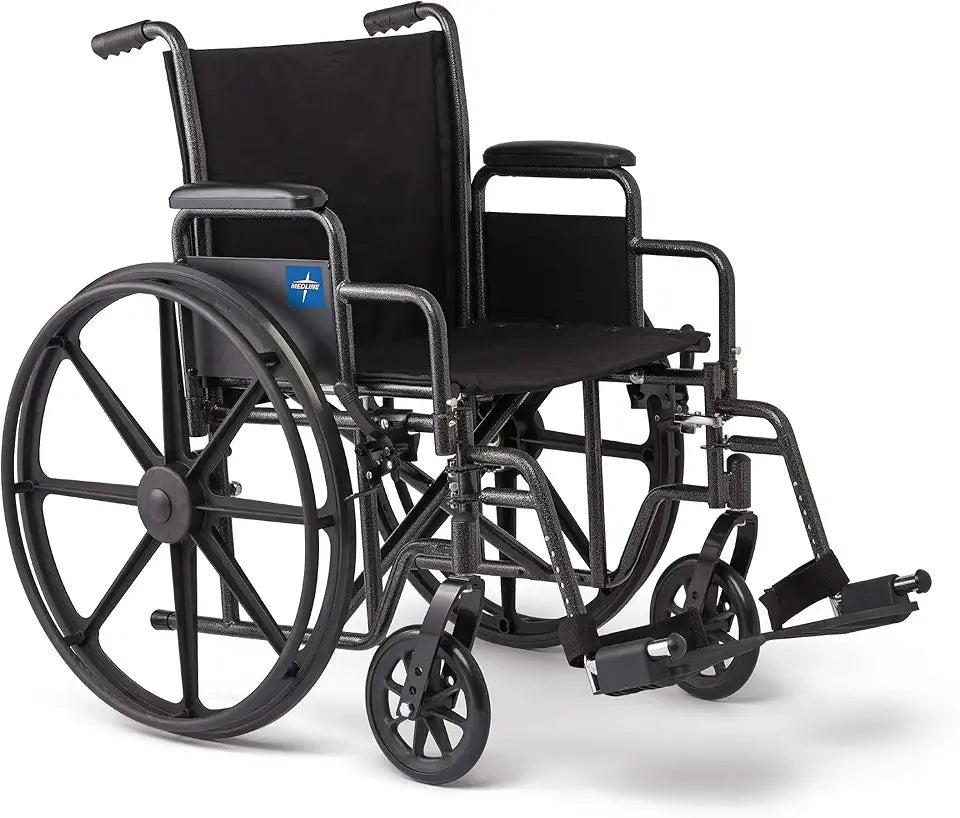 Folding Wheelchair with Swing-Back Arms and Swing-Away Footrests I9091
