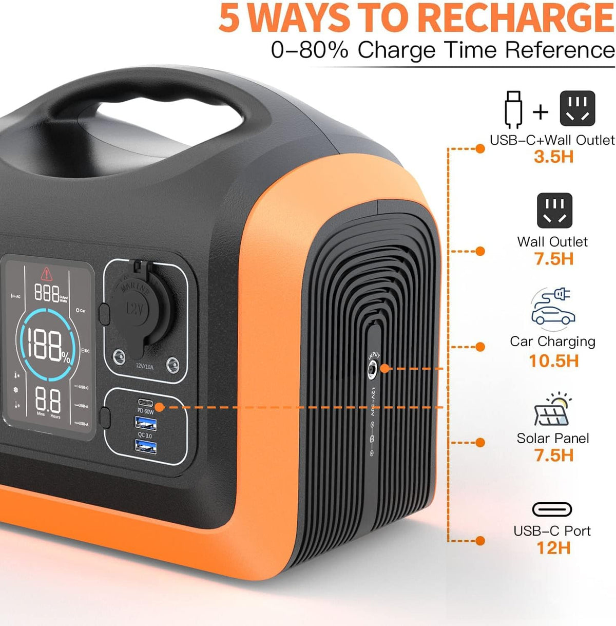 Portable Power Station 595Wh Lithium Battery 600W AC Outlet T562856